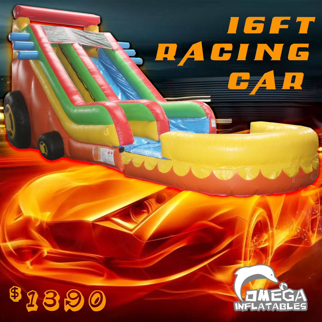 16FT Commercial Inflatables Racing Car Water Slide