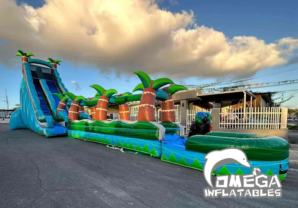 25FT Lake Blue Tropical Water Slide