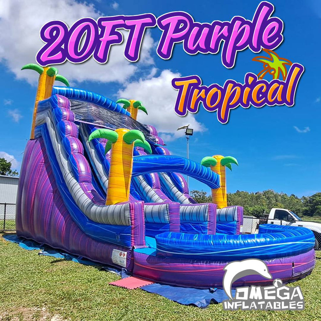 20FT Purple Tropical Commercial Inflatable Water Slide