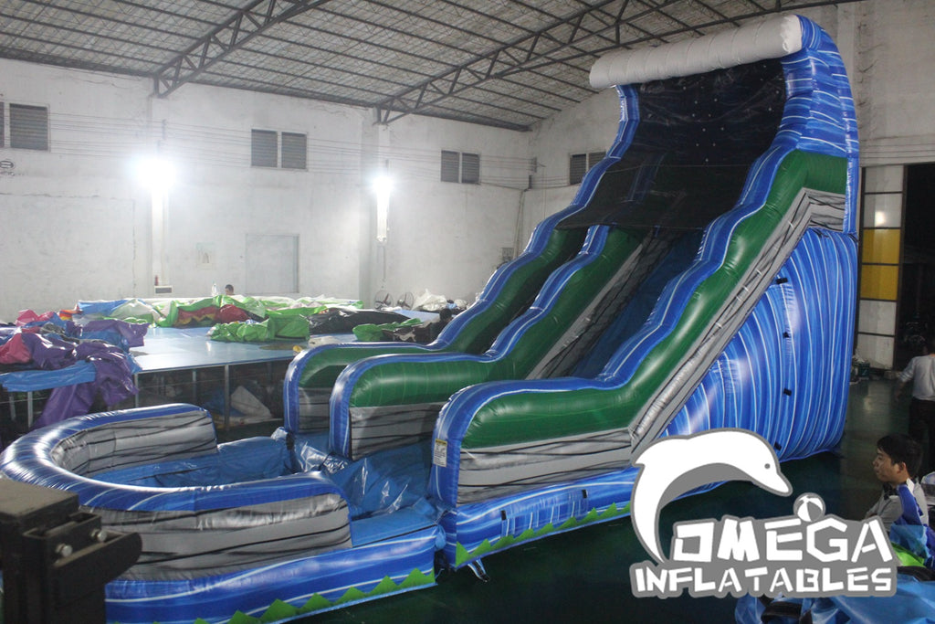 18FT Marble Blue Wave Water Slide Inflatables for Sale