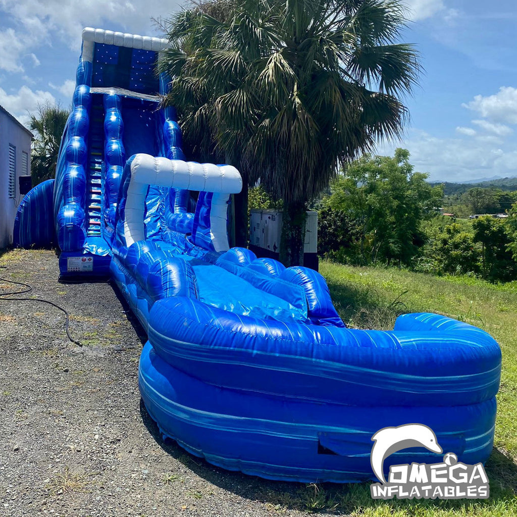 25FT Marble Blue Inflatable Tsunami Water Slide