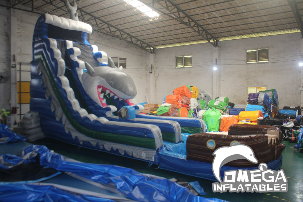 25FT Ship Wreck Shark Attack Inflatable Water Slide