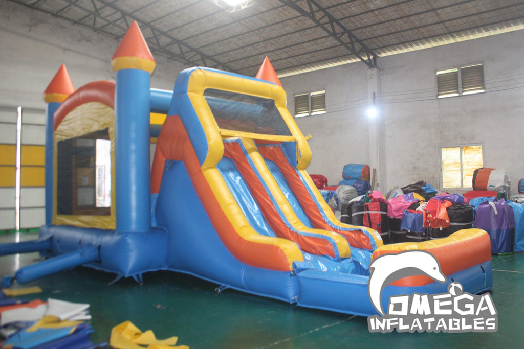 Blue & Orange Wet Dry Bouncy Castle with Slide for Sale