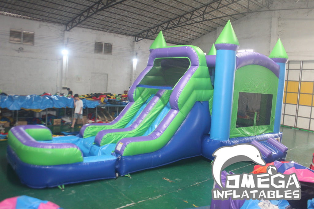 Inflatable Green N Purple Dual Lane Combo