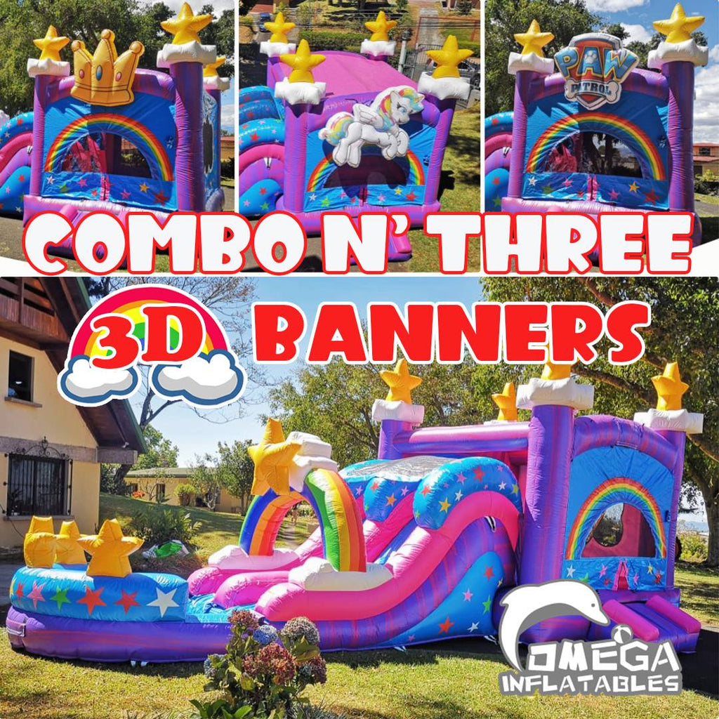 Inflatable Rainbow Wet Dry Combo N three 3D banners