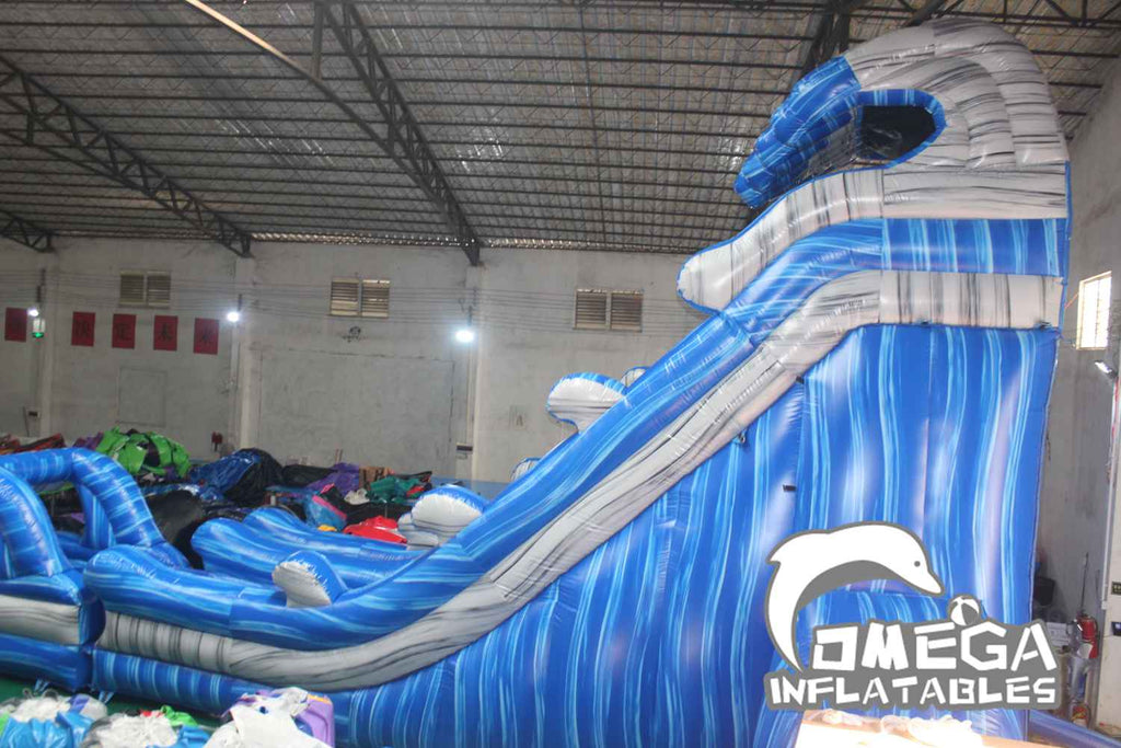 23FT Marble Blue Wave Water Slide