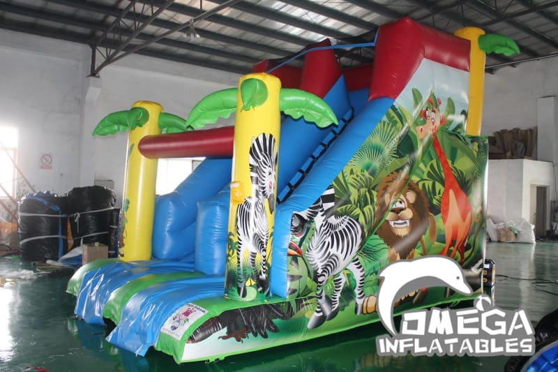 13FT Jungle Animals Palm Tree Dry Slide