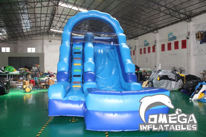 14FT Blue Water Slide - Omega Inflatables Factory
