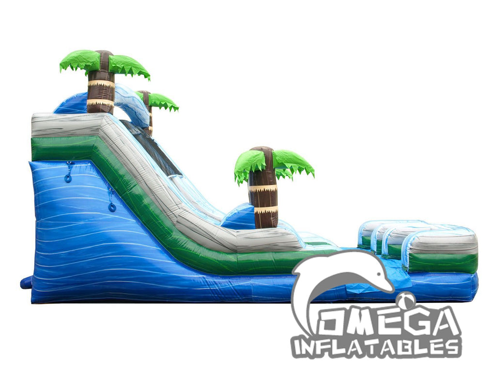 15FT Tropical Marble Double Bay Commercial Inflatable Water Slide