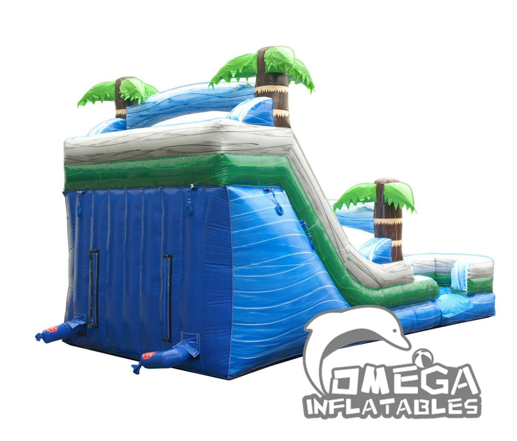 15FT Tropical Marble Double Bay Commercial Inflatable Water Slide