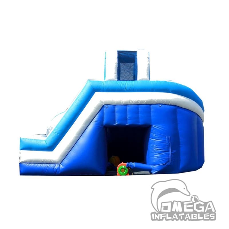 15FT Blue & White Helix Dual Lane Wet Dry Slide with Slip N Slide