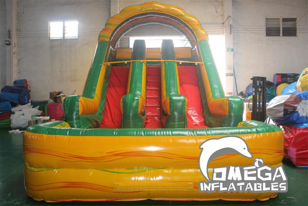 16FT Fiesta Dual Lane Inflatable Water Slide - Omega Inflatables Factory