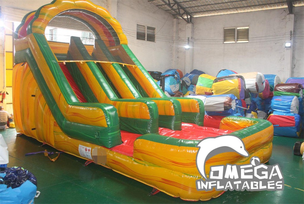 16FT Fiesta Dual Lane Inflatable Water Slide - Omega Inflatables Factory