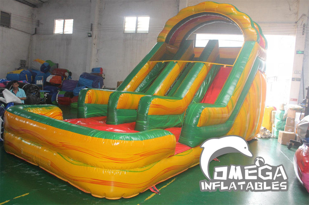 16FT Fiesta Dual Lane Inflatable Water Slide - Omega Inflatables Factory