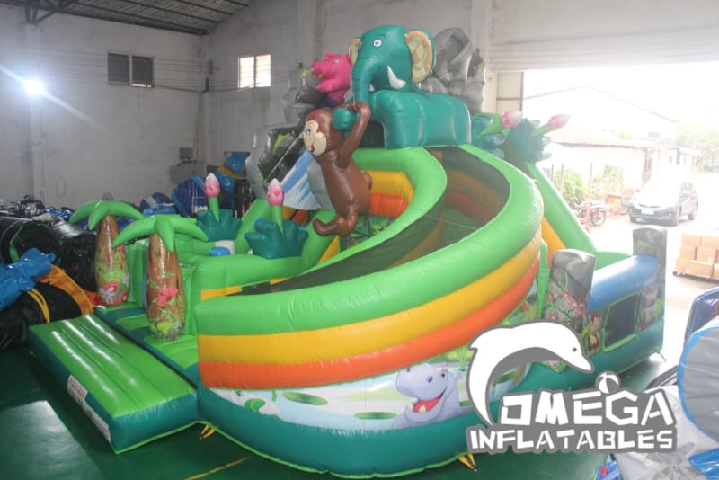 16FT Inflatable Jungle Animals Slide