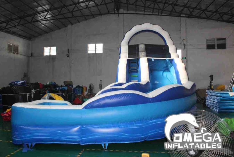 17FT Blue Marble Curved Inflatable Water Slide