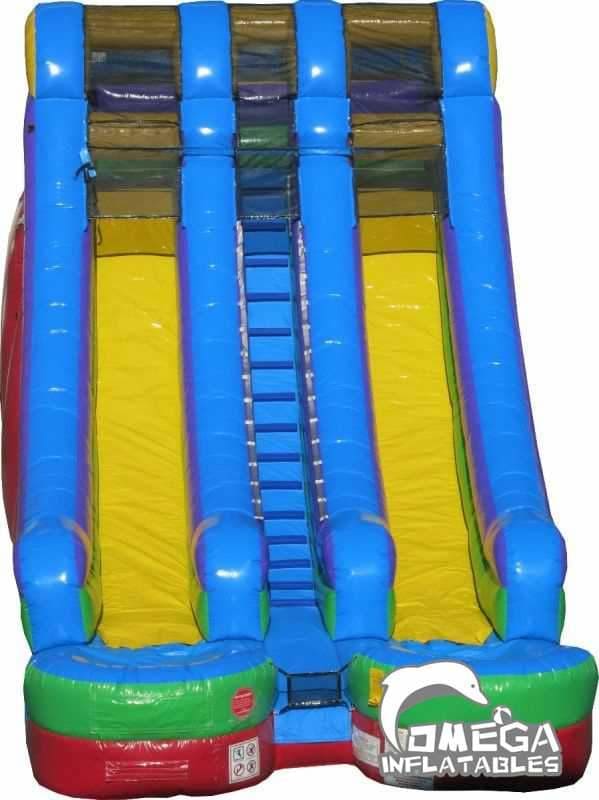 18F Rainbow Double Lanes Dry Inflatable Slide