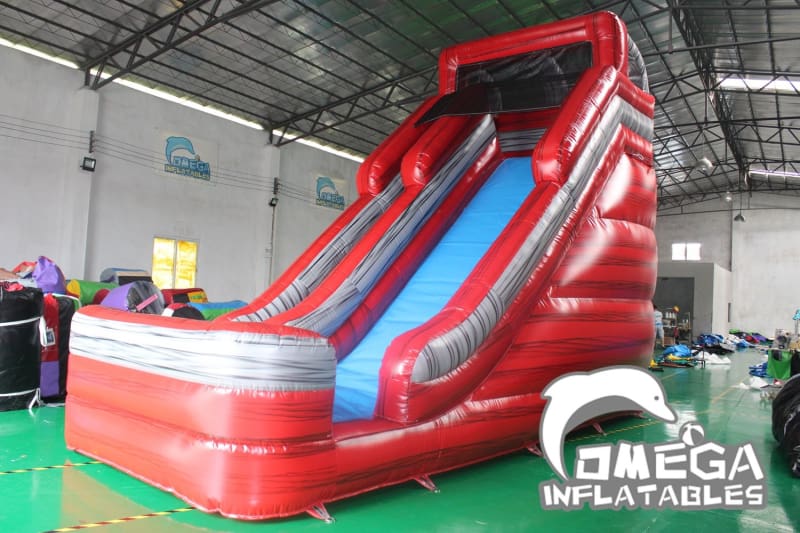 18FT Marble Red Dry Slide - Omega Inflatables Factory