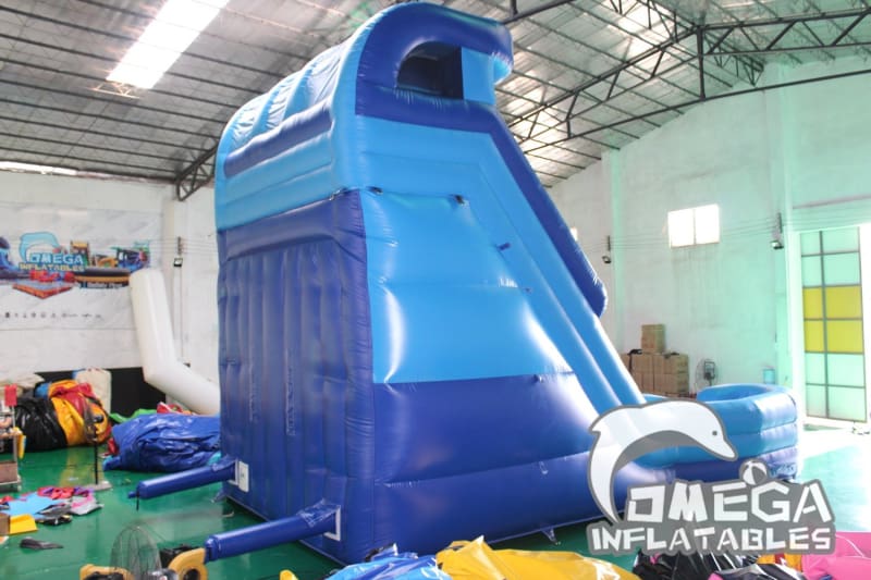 20FT Blue Double Lane Water Slide - Omega Inflatables Factory