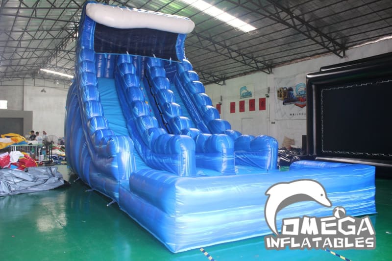 20FT Blue Marble Wave Water Slide