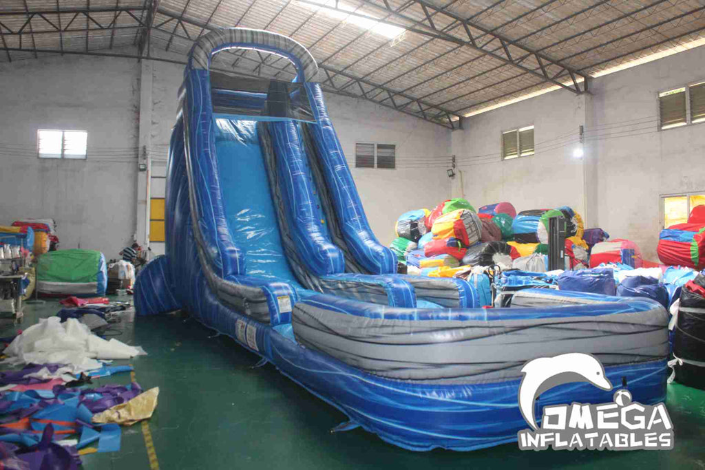 22FT Inflatable Marble Blue Water Slide (37FT Long)