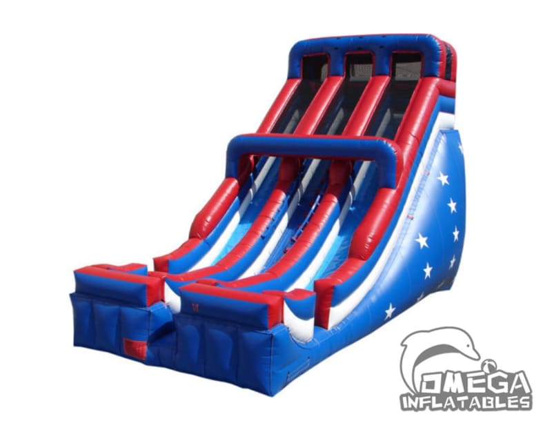 24FT Inflatable Patriotic Double-Lane Slide