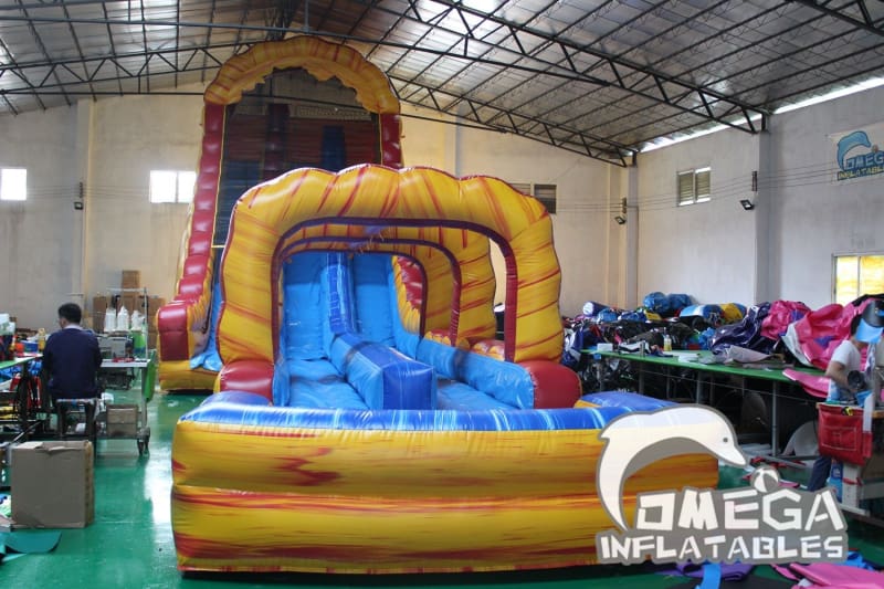 27FT Lava falls Double Lane Water Slide