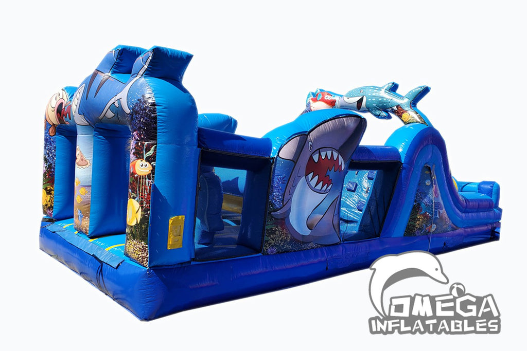 33FT Shark Challenge Commercial Inflatable Obstacle Course