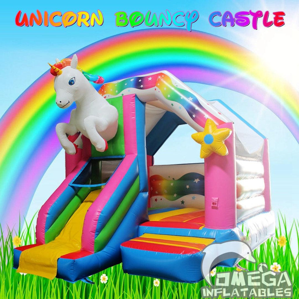 Inflatable Unicorn Bouncy Castle with Slide Inflatables for Sale - Omega Inflatables Factory