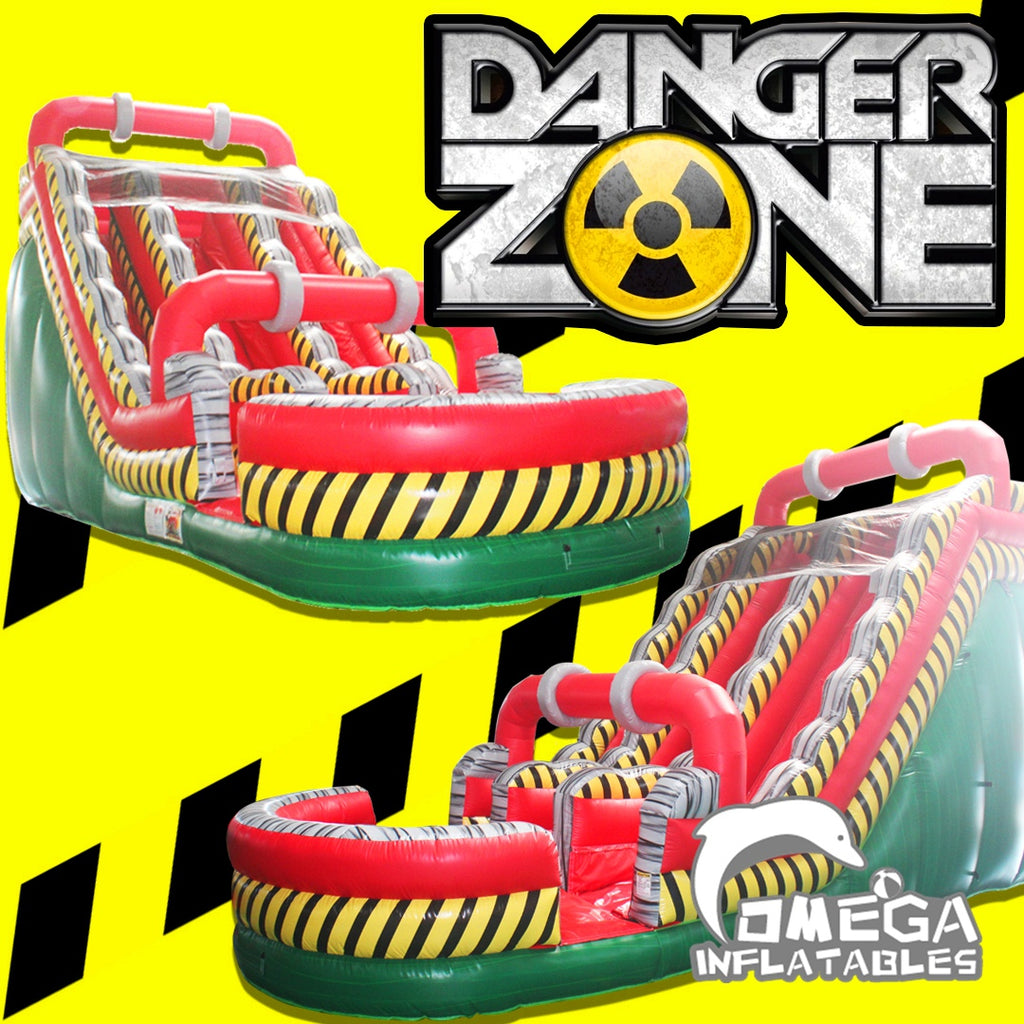 20FT Danger Zone Toxic Theme Inflatable Dual Lane Water Slide