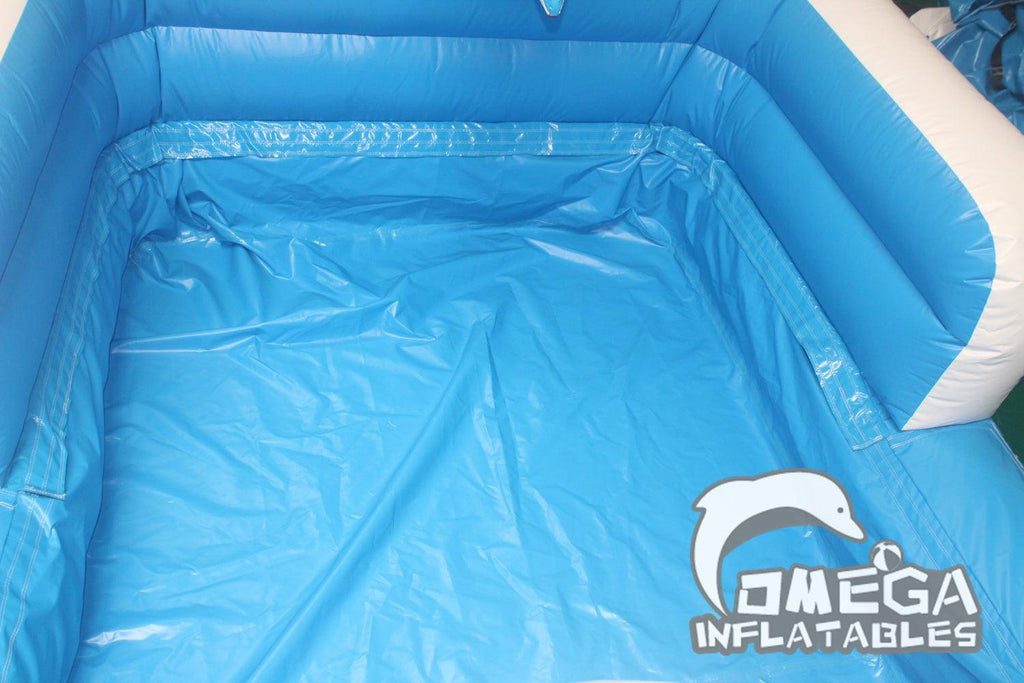 18FT Ocean Commercial Inflatable Wet Dry Slide with pool - Omega Inflatables Factory