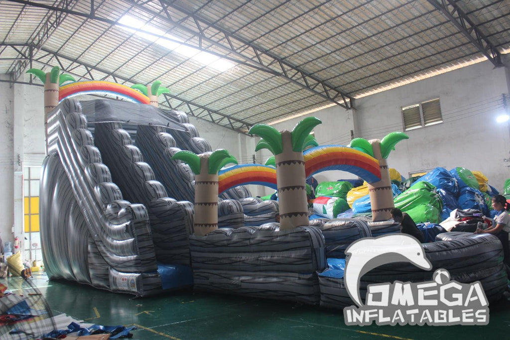 22FT Marble Palm Tree Big Inflatable Water Slide for Sale