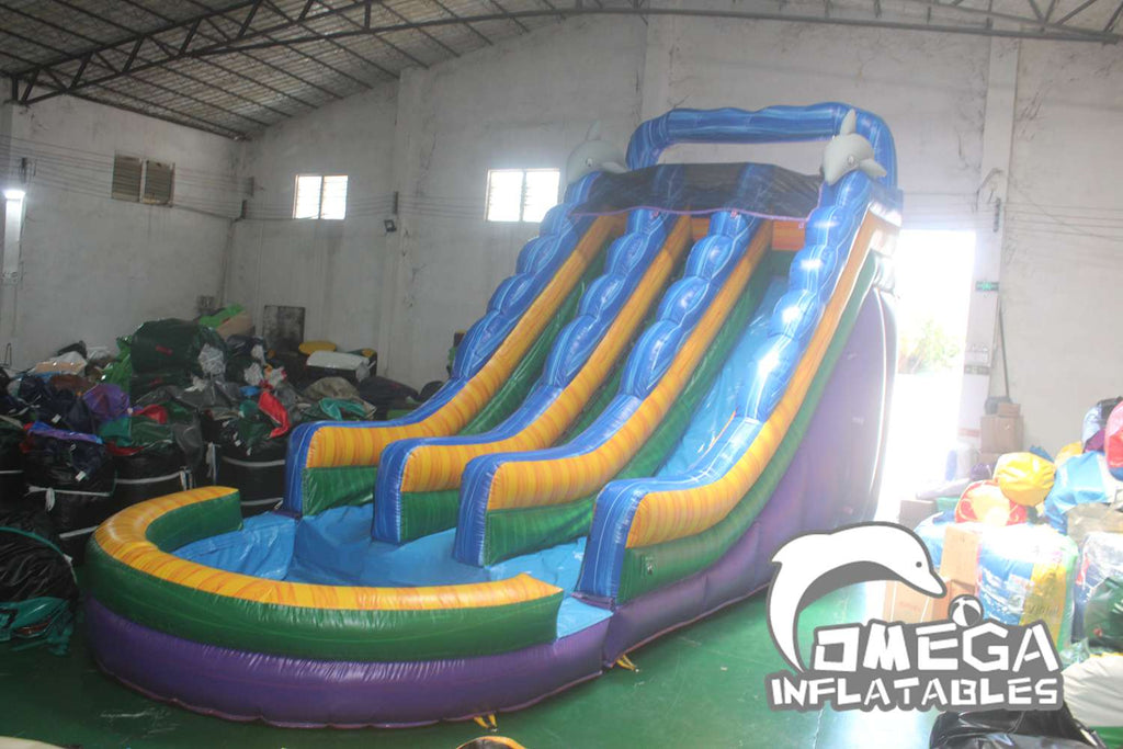 20FT Dual Wavey Dolphin Water Slide