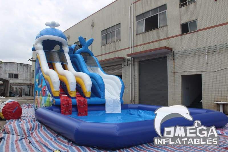 Inflatable Whale Water Slide with Pool