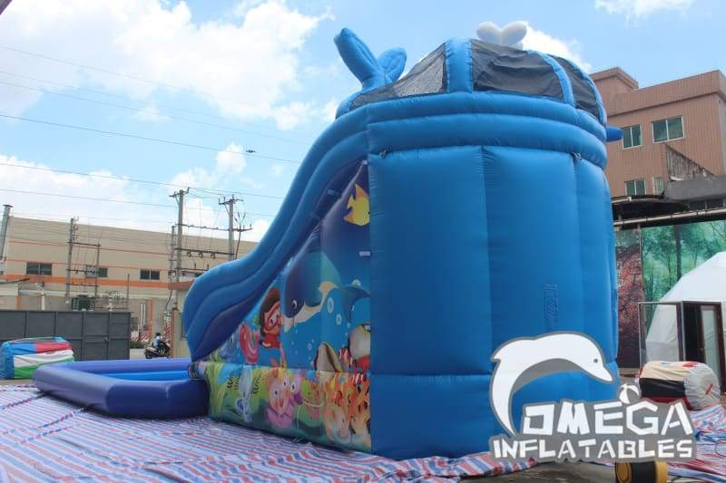 Inflatable Whale Water Slide with Pool