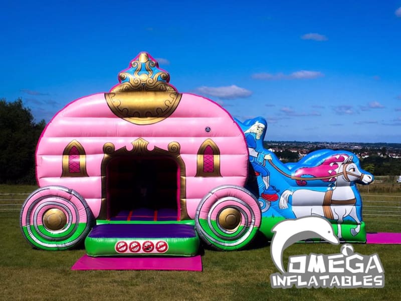 Princess Carriage Bouncy Castle With Slide