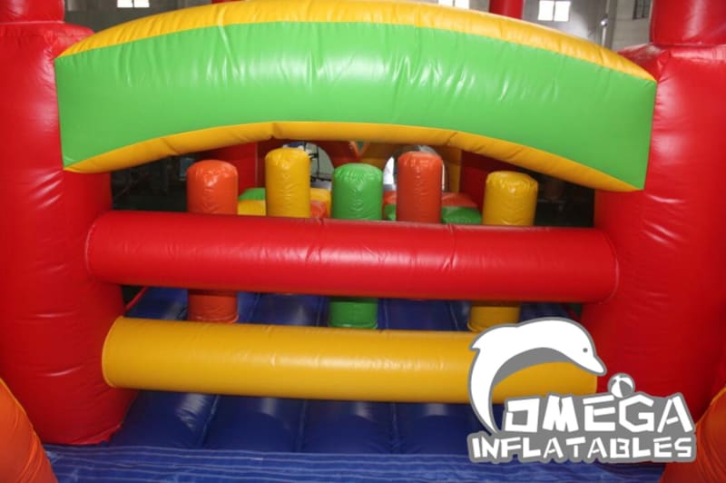 Rainbow Race Inflatable Obstacle Course with Pool