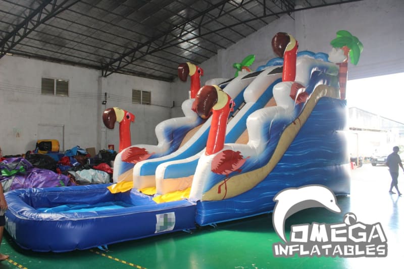 Tropical Flamingo Inflatable Water Slide