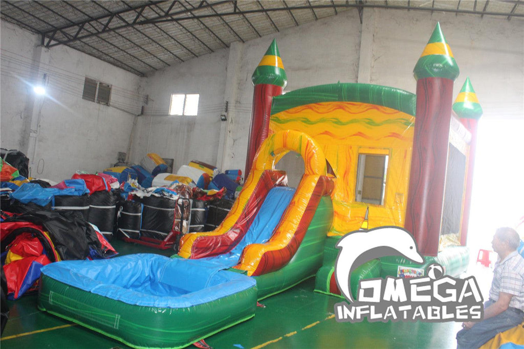 Commercial Inflatable Marble Rainbow Castle Wet Dry Combo - Omega Inflatables Factory