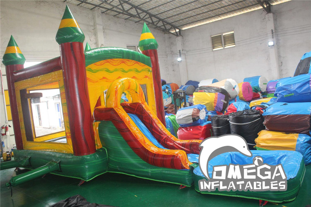 Commercial Inflatable Marble Rainbow Castle Wet Dry Combo - Omega Inflatables Factory